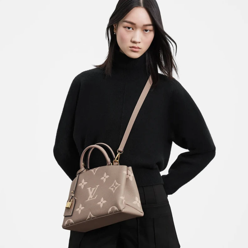 Replica bags Padlock Louis Vuitton Bicolor Monogram Empreinte Leather Petit Palais Tourterelle Creme