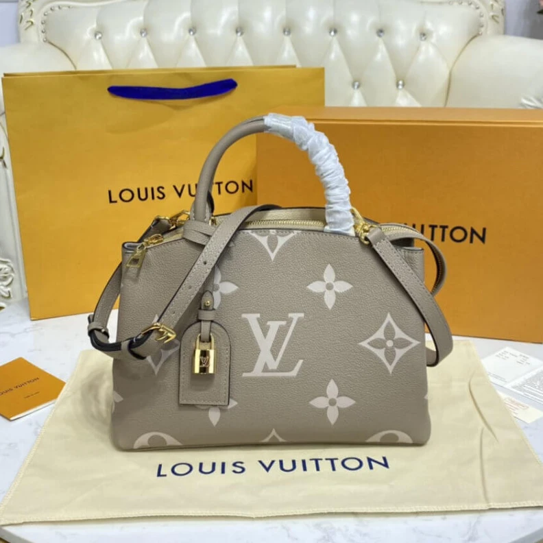 Replica bags Padlock Louis Vuitton Bicolor Monogram Empreinte Leather Petit Palais Tourterelle Creme