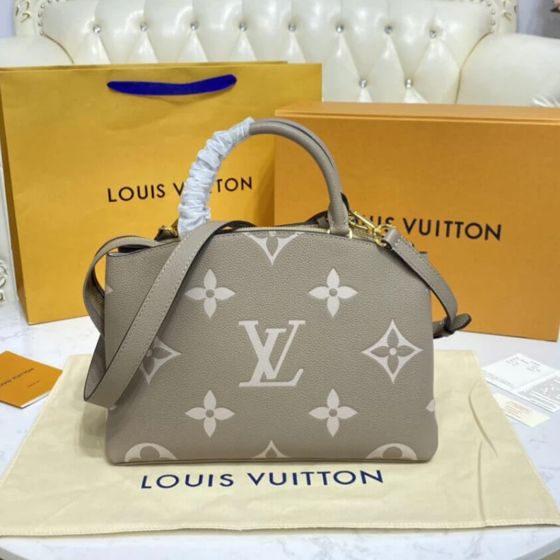 Replica bags Padlock Louis Vuitton Bicolor Monogram Empreinte Leather Petit Palais Tourterelle Creme