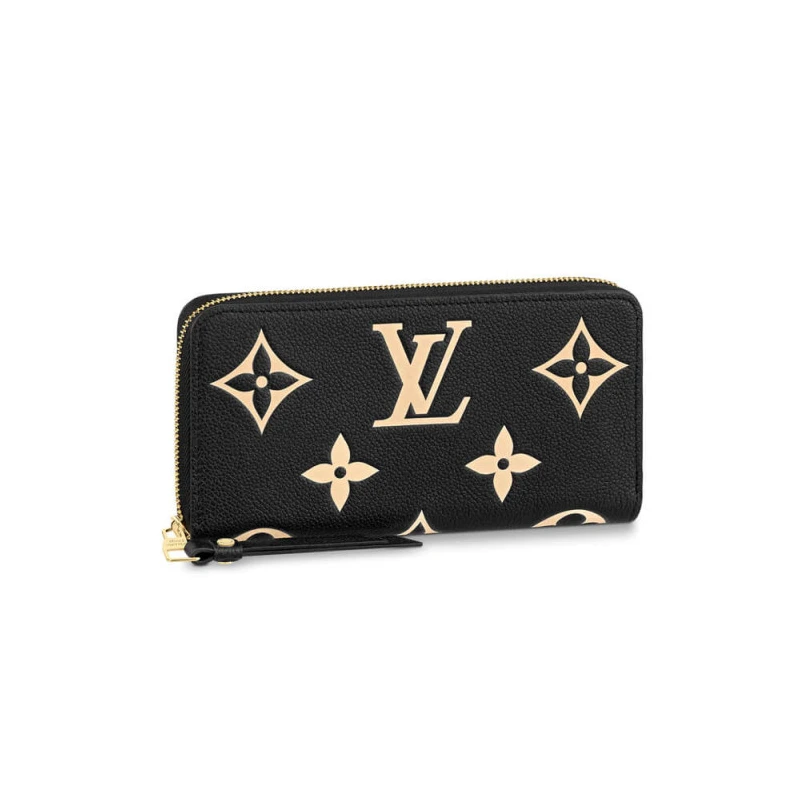 Zipped co Louis Vuitton Bicolor Monogram Empreinte Leather Zippy Wallet Black   Beige