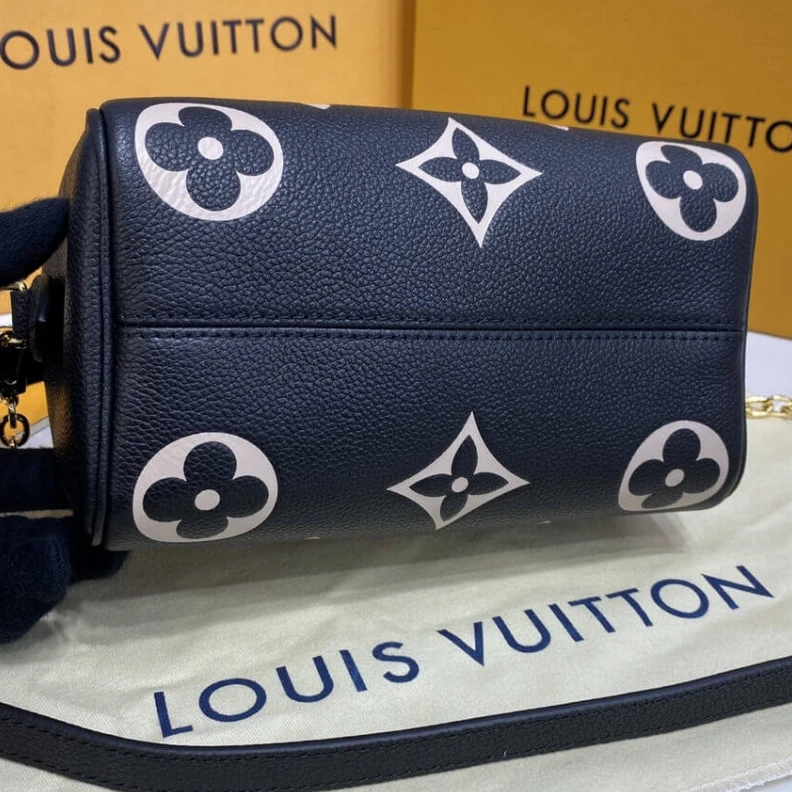 Replica bag Louis Vuitton Bicolor Monogram Empreinte Speedy Bandoulière 20 Black Beige