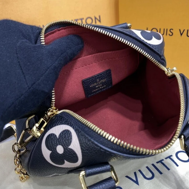 Replica bag Louis Vuitton Bicolor Monogram Empreinte Speedy Bandoulière 20 Black Beige