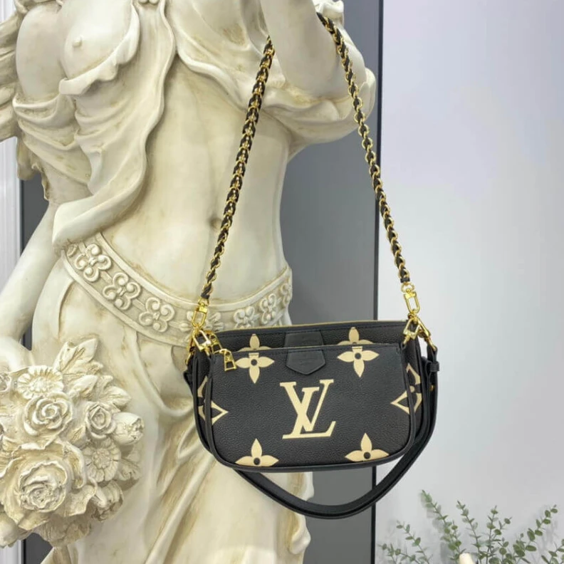 Mythick Chain dro Louis Vuitton Bicolor Multi Pochette Accessoires Black Cream