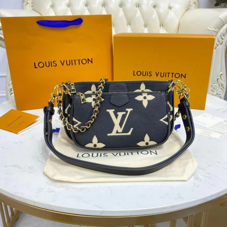 Mythick Chain dro Louis Vuitton Bicolor Multi Pochette Accessoires Black Cream
