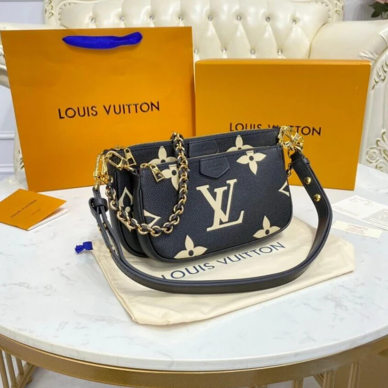 Mythick Chain dro Louis Vuitton Bicolor Multi Pochette Accessoires Black Cream