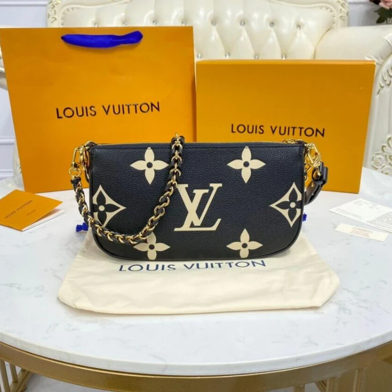 Mythick Chain dro Louis Vuitton Bicolor Multi Pochette Accessoires Black Cream