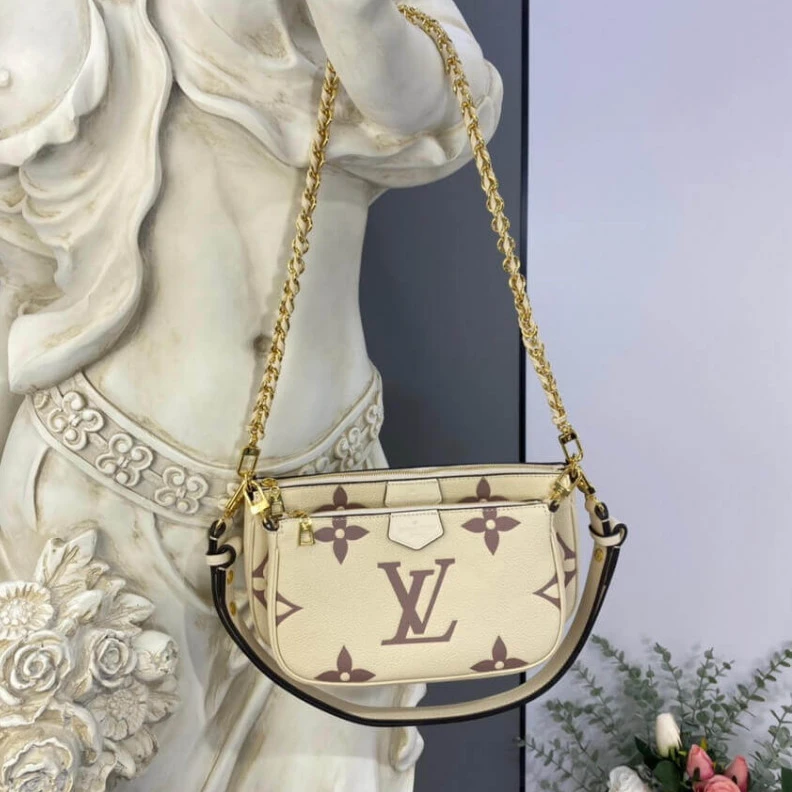 Strap:Rem Louis Vuitton Bicolor Multi Pochette Accessoires Cream Grey