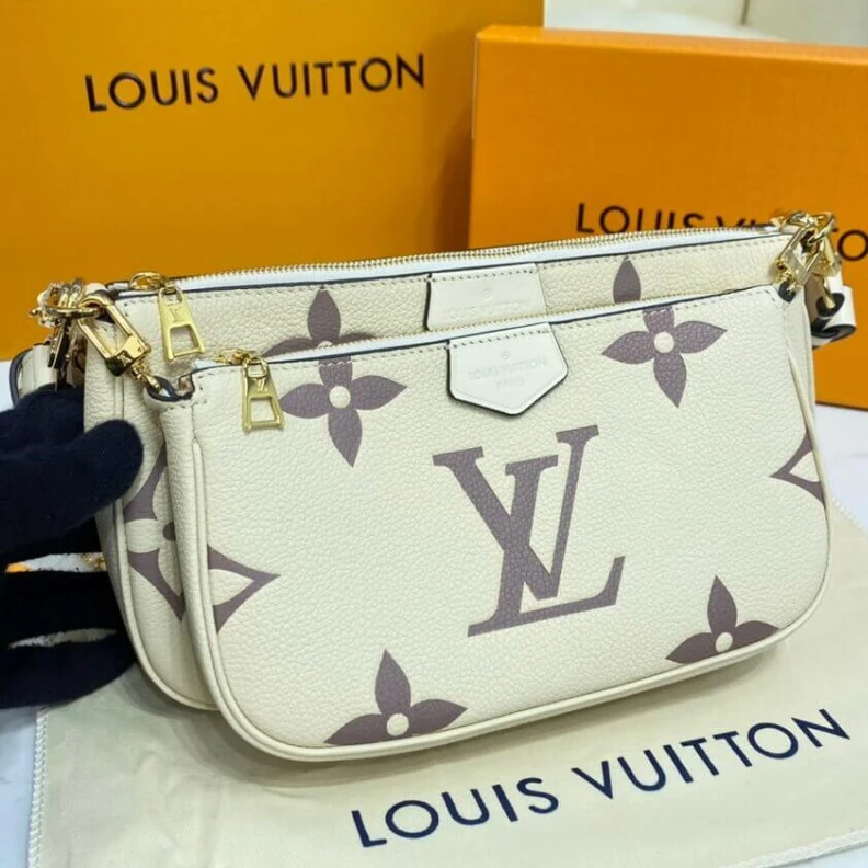 Replica bags Strap:Rem Louis Vuitton Bicolor Multi Pochette Accessoires Cream Grey