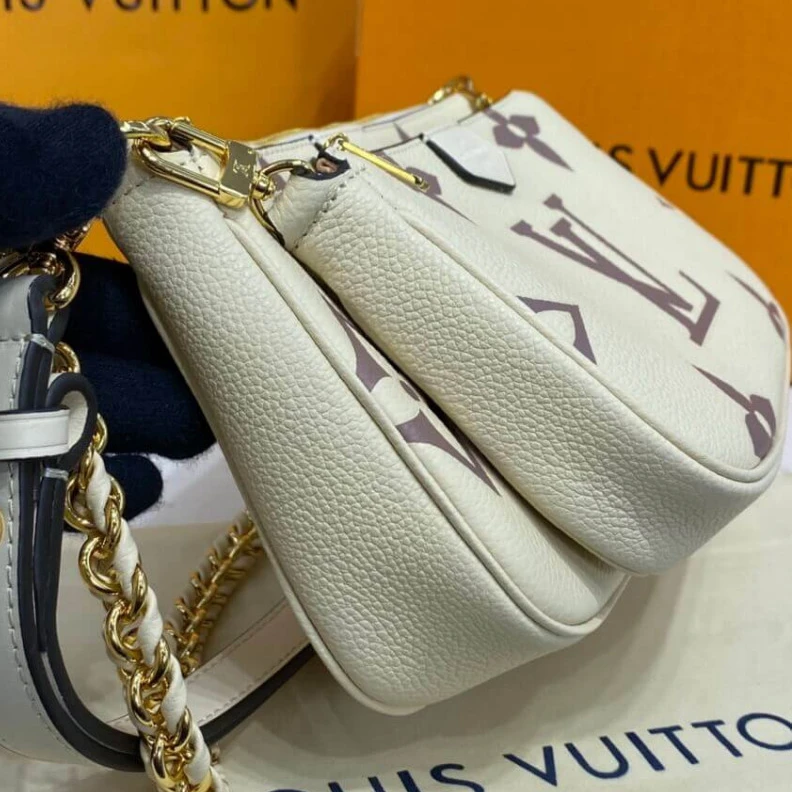Replica bags Strap:Rem Louis Vuitton Bicolor Multi Pochette Accessoires Cream Grey
