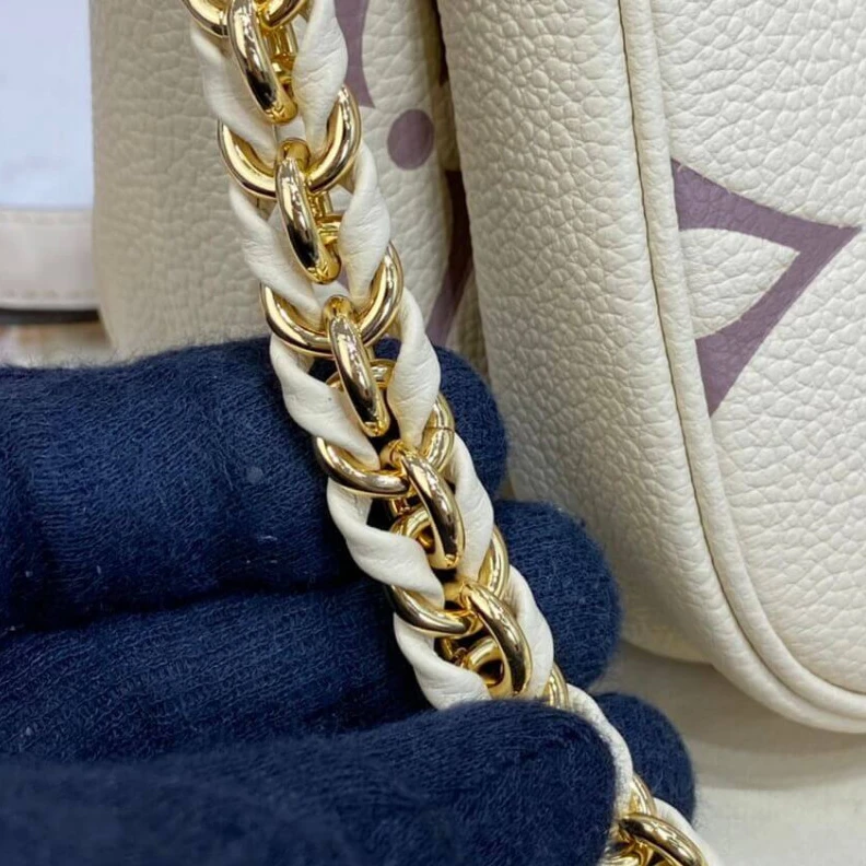Replica bags Strap:Rem Louis Vuitton Bicolor Multi Pochette Accessoires Cream Grey