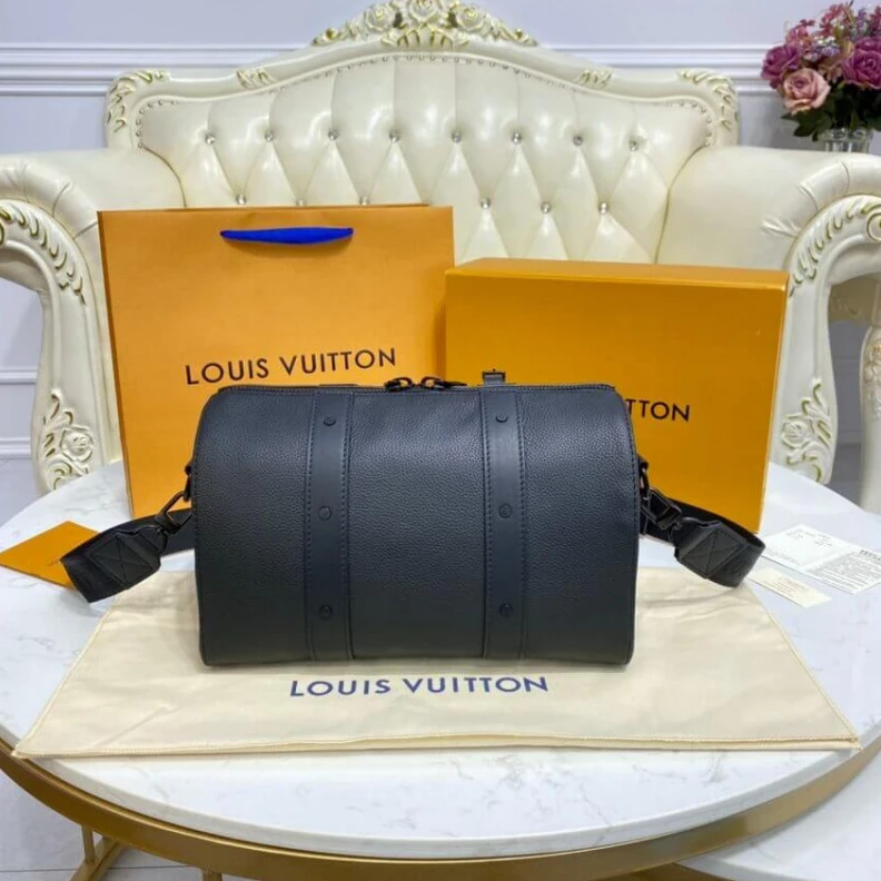 Lv belts replica Leather Louis Vuitton Black Leather City keepall