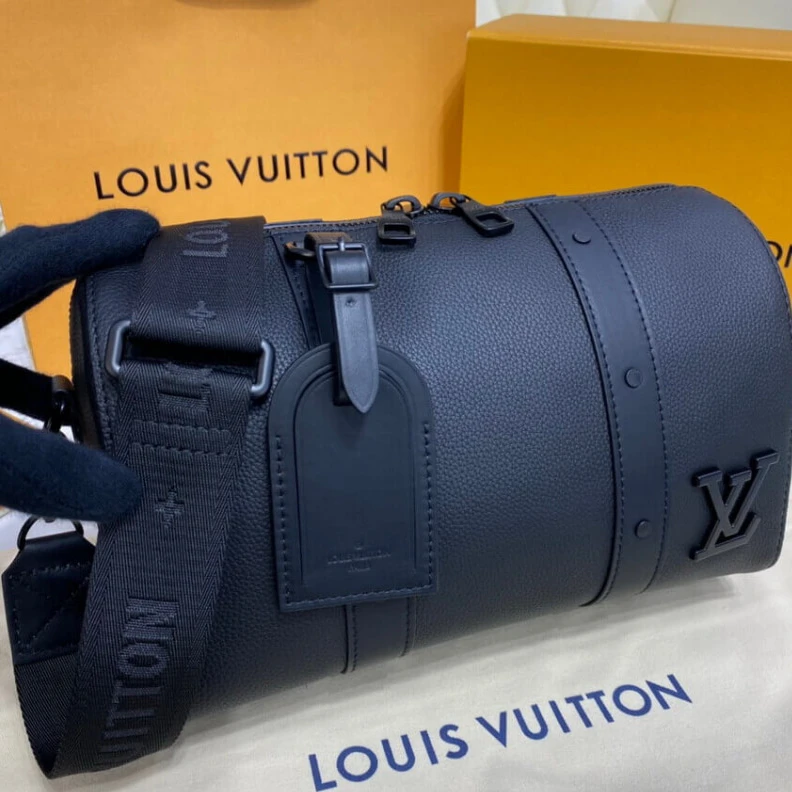 Lv belts replica Leather Louis Vuitton Black Leather City keepall