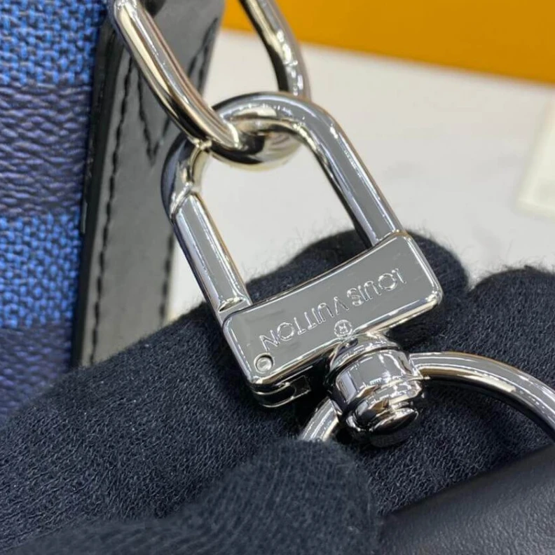 Top lv The new St Louis Vuitton Blue Damier Graphite 3D Canvas Studio Messenger