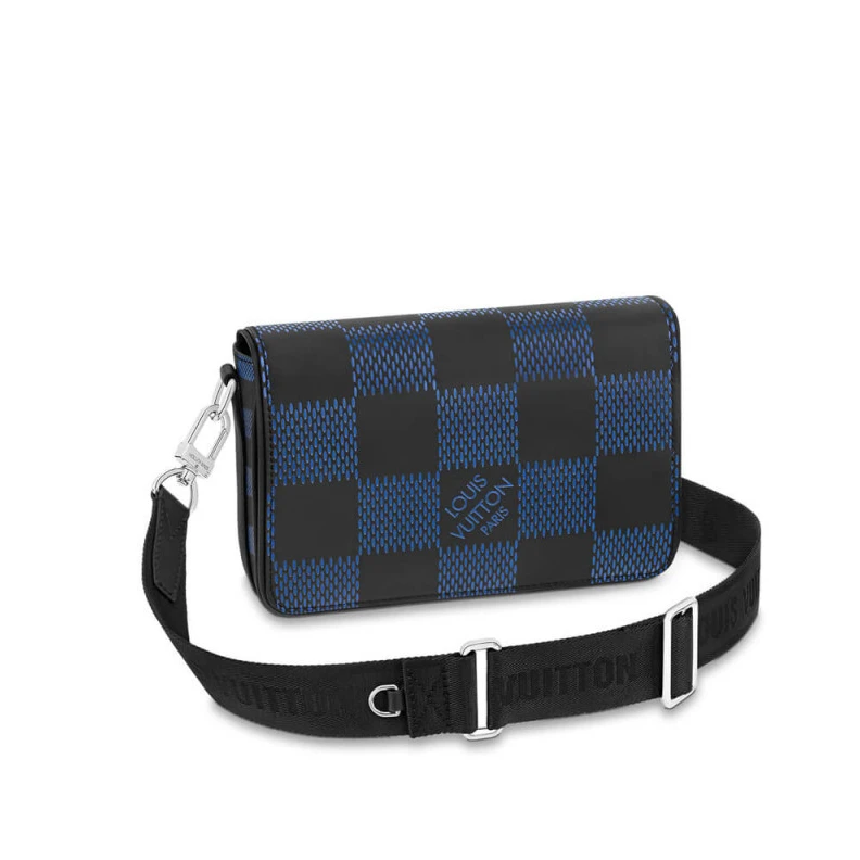 Outside f Louis Vuitton Blue Damier Graphite Studio Messenger