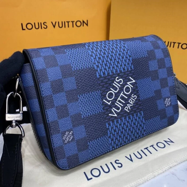 Replica bags Outside f Louis Vuitton Blue Damier Graphite Studio Messenger