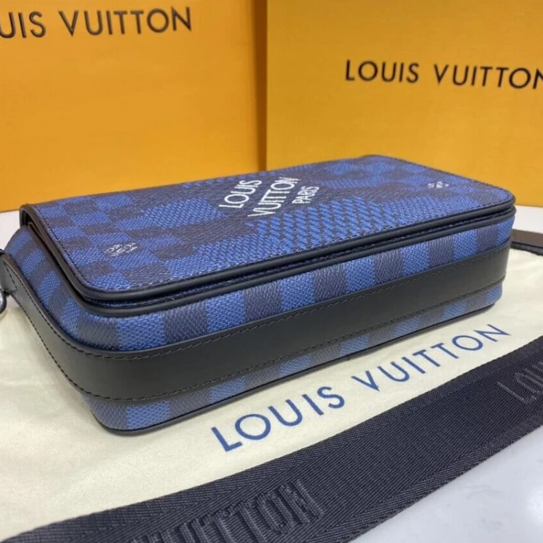 Replica bags Outside f Louis Vuitton Blue Damier Graphite Studio Messenger