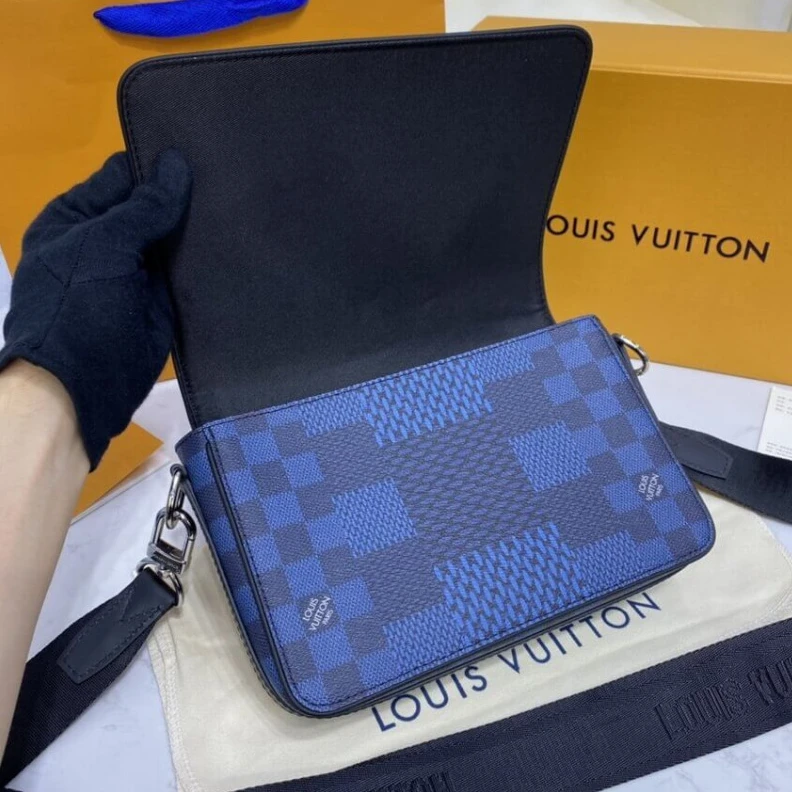 Replica bags Outside f Louis Vuitton Blue Damier Graphite Studio Messenger