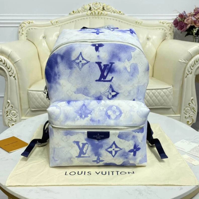 Mythick ru Cowhidele Louis Vuitton Blue Monogram Watercolor Discovery Backpack