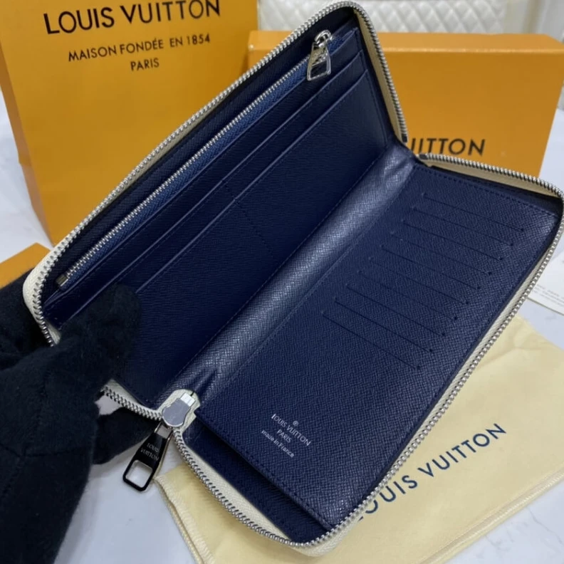 Lv belts replica Large gus Louis Vuitton Blue Zippy Wallet Vertical