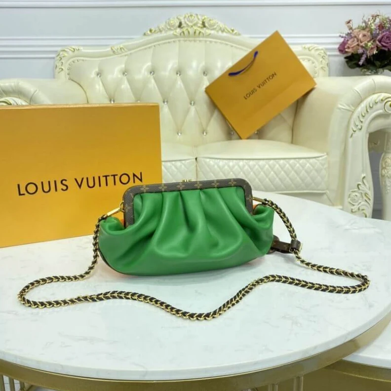 Replica bag Goldcolor Louis Vuitton Calf Leather Boursicot EW Pouch Bag Orange Green