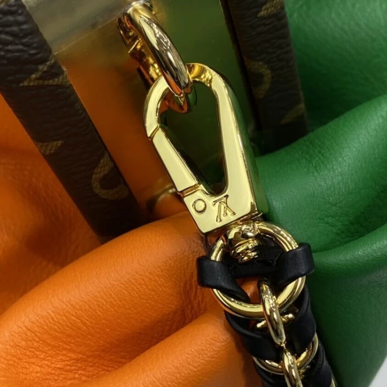 Replica bag Goldcolor Louis Vuitton Calf Leather Boursicot EW Pouch Bag Orange Green