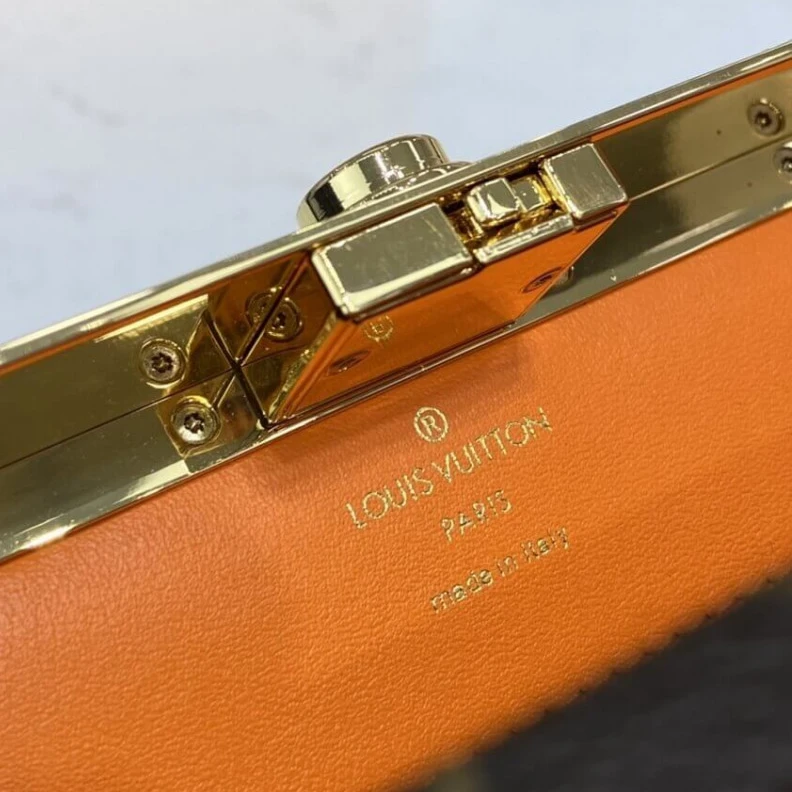 Replica bag Goldcolor Louis Vuitton Calf Leather Boursicot EW Pouch Bag Orange Green