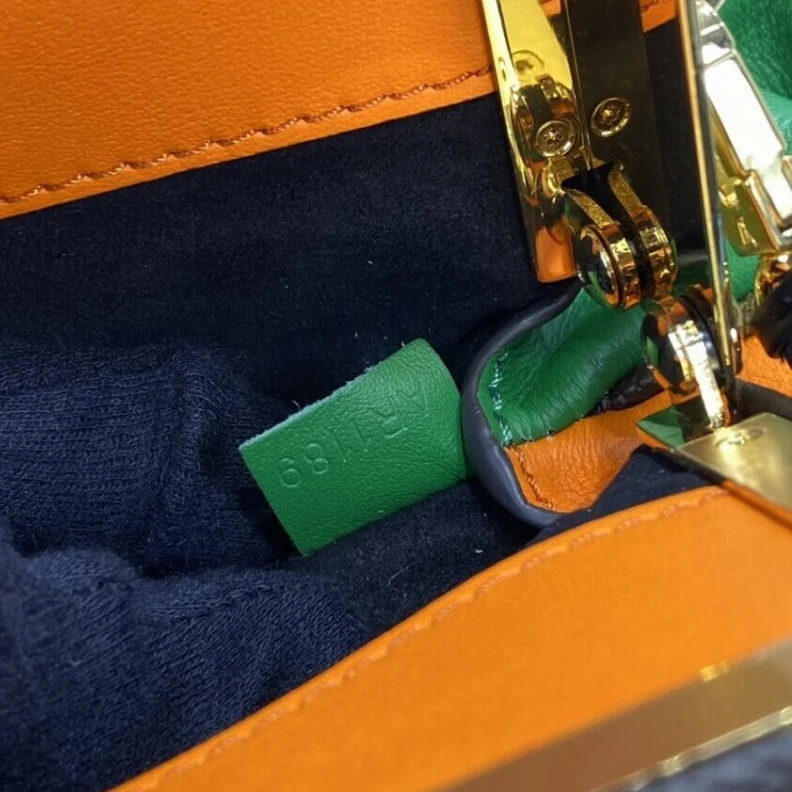 Replica bag Goldcolor Louis Vuitton Calf Leather Boursicot EW Pouch Bag Orange Green
