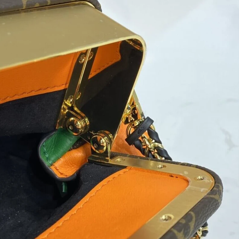 Replica bag Goldcolor Louis Vuitton Calf Leather Boursicot EW Pouch Bag Orange Green