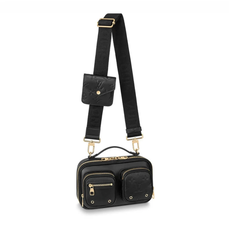 Black Louis Vuitton Calfskin Leather Utility Crossbody Black