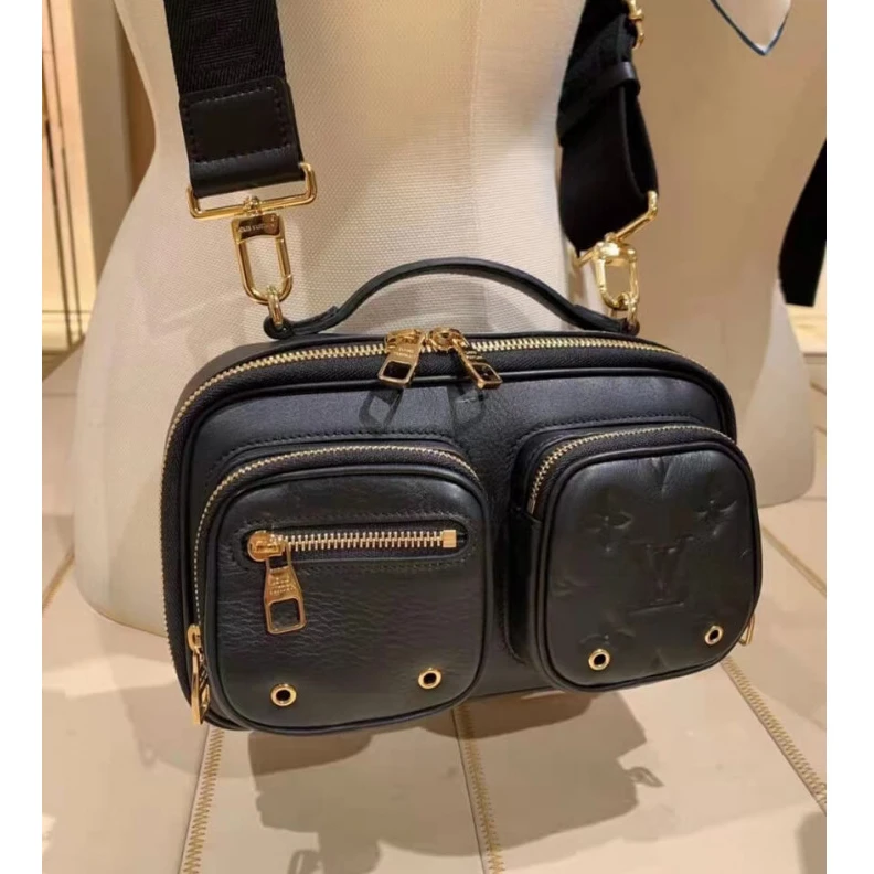 Replica bag Black Louis Vuitton Calfskin Leather Utility Crossbody Black