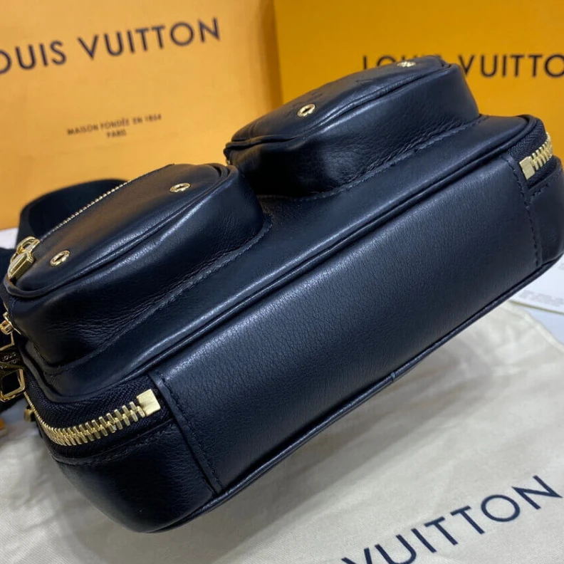 Replica bag Black Louis Vuitton Calfskin Leather Utility Crossbody Black