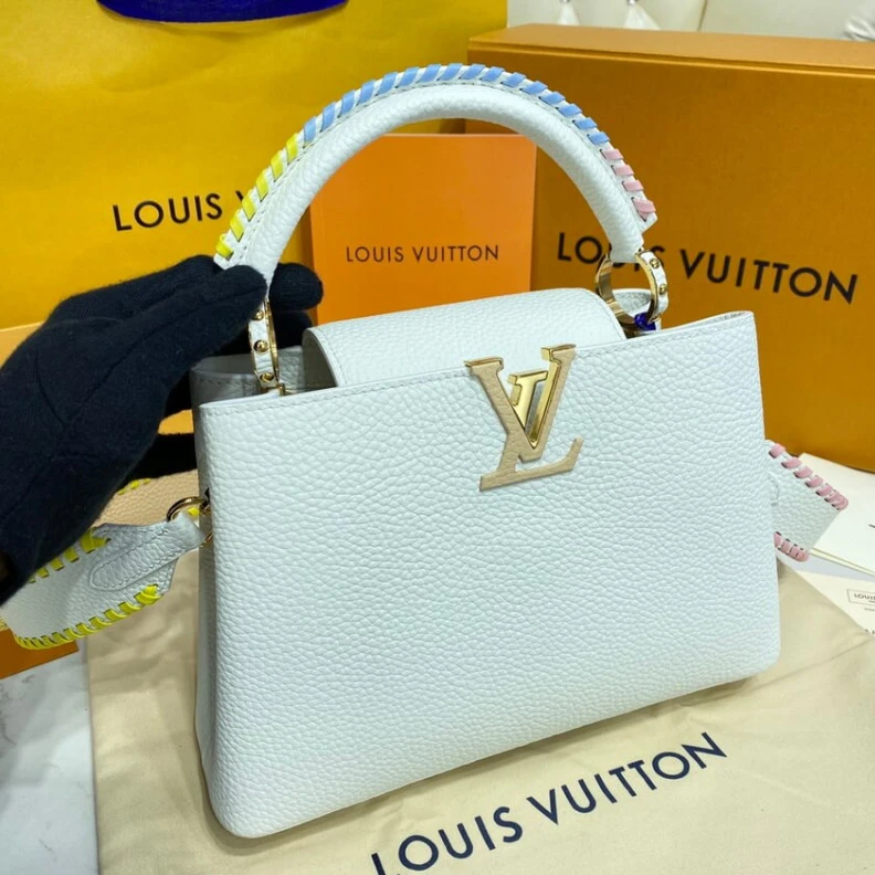 Top lv Strap: Re Louis Vuitton Capucines BB Bag White