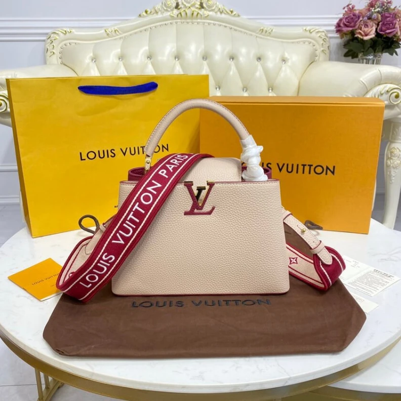 Louis Vuitton Capucines BB Eggshell Lie de Vin Red