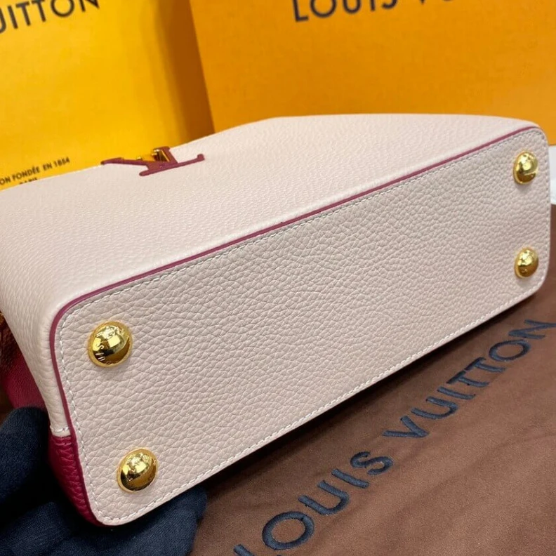 Louis vuitton locations Louis Vuitton Capucines BB Eggshell Lie de Vin Red