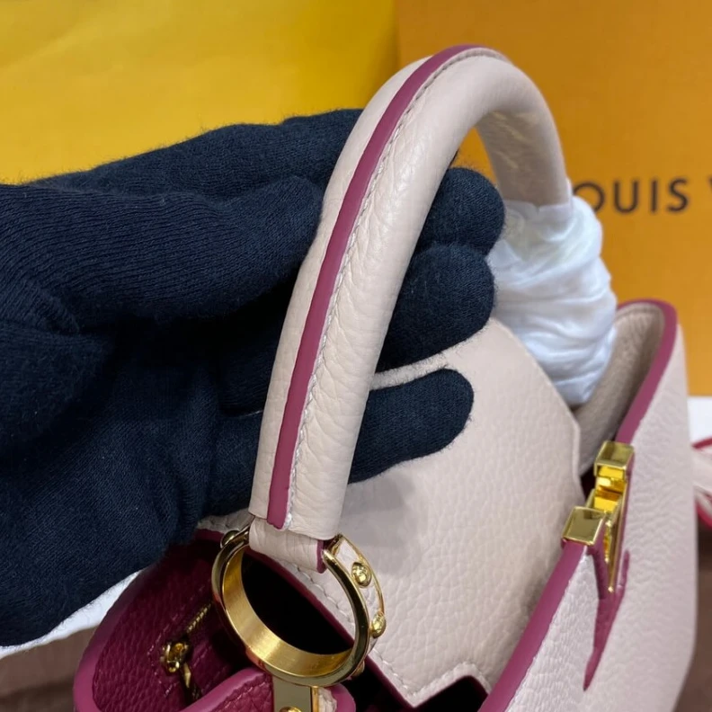 Louis vuitton locations Louis Vuitton Capucines BB Eggshell Lie de Vin Red