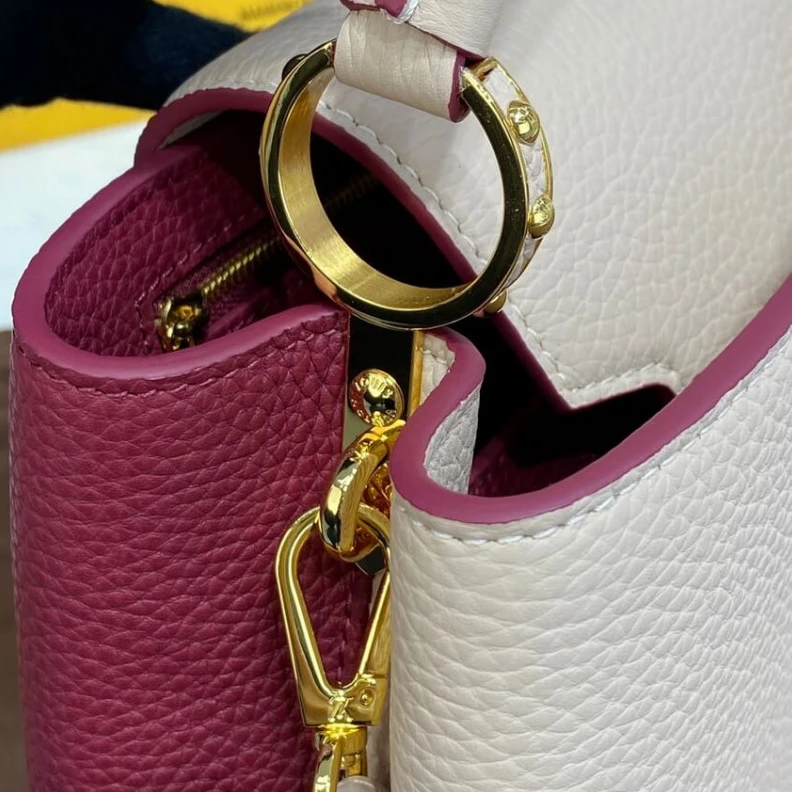 Louis vuitton locations Louis Vuitton Capucines BB Eggshell Lie de Vin Red