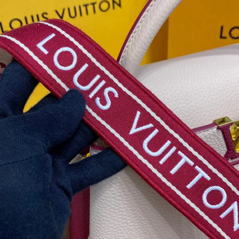 Louis vuitton locations Louis Vuitton Capucines BB Eggshell Lie de Vin Red