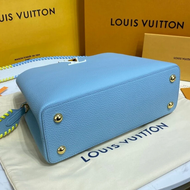 Louis vuitton locations Taurillon Louis Vuitton Capucines MM Bag Olympus Blue