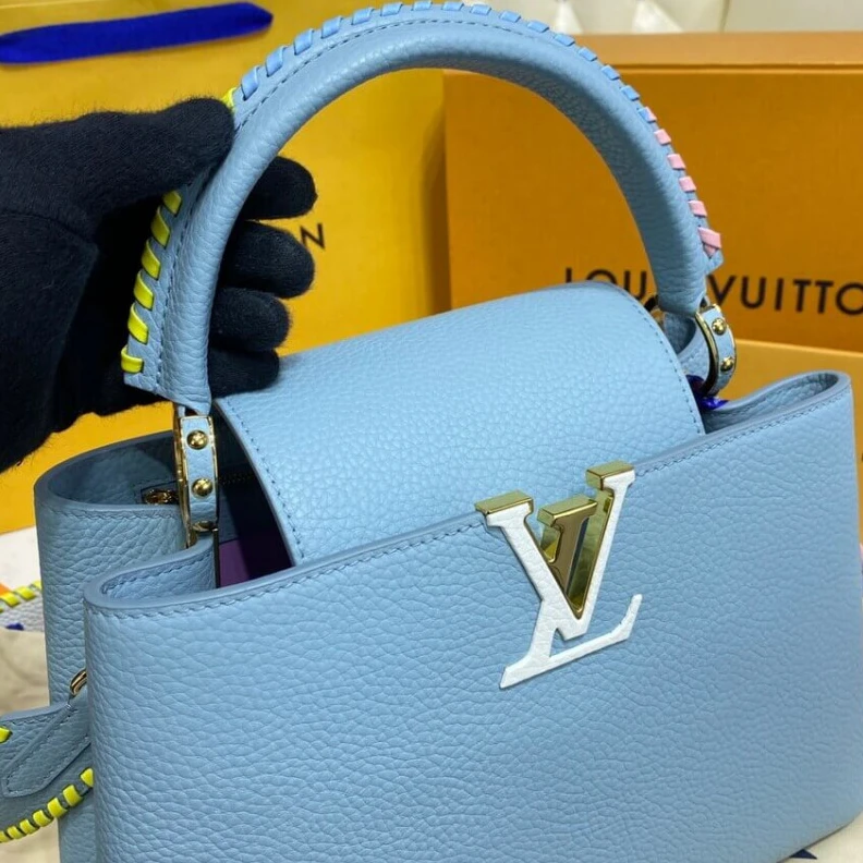 Louis vuitton locations Taurillon Louis Vuitton Capucines MM Bag Olympus Blue