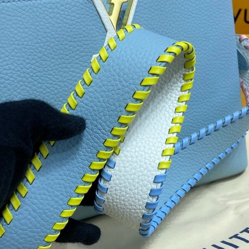 Louis vuitton locations Taurillon Louis Vuitton Capucines MM Bag Olympus Blue