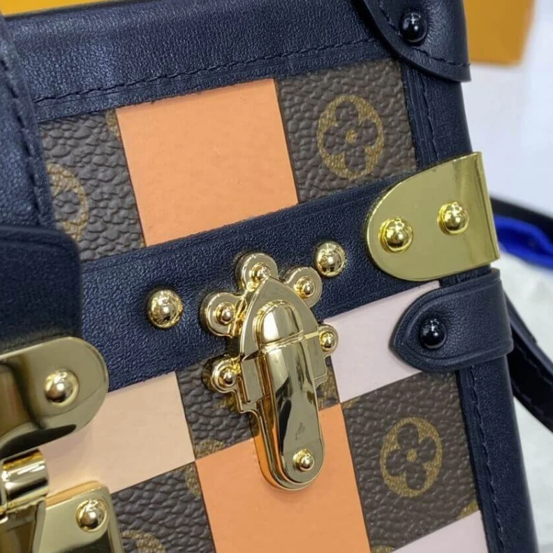 Mythick.ru Calfleath LV Checkerboard Canvas Petite Malle Orange