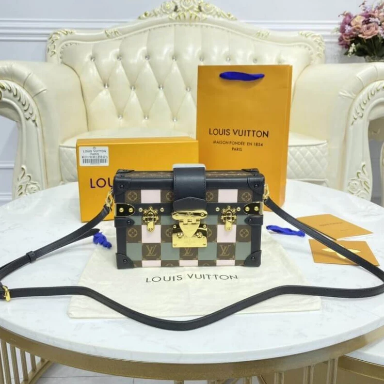 Replica bags lv Calf leat Louis Vuitton Checkerboard Canvas Petite Malle Pink