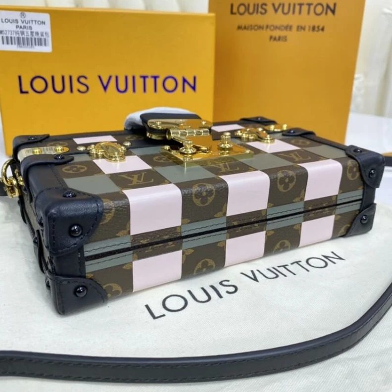 Replica bags lv Calf leat Louis Vuitton Checkerboard Canvas Petite Malle Pink