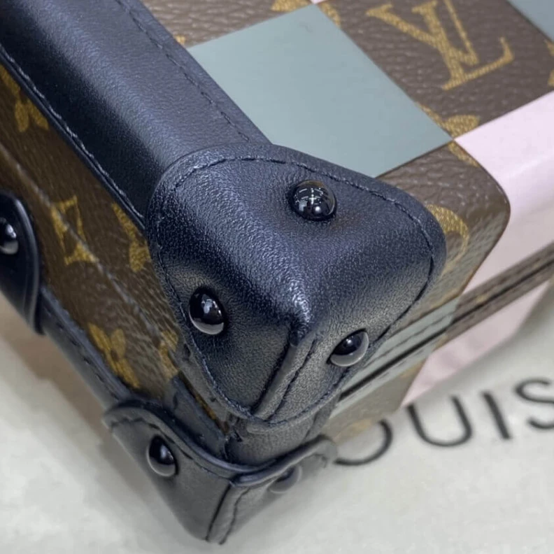 Replica bags lv Calf leat Louis Vuitton Checkerboard Canvas Petite Malle Pink