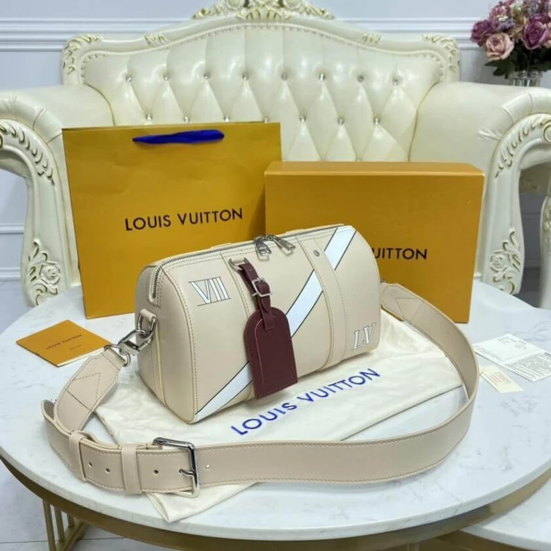 Lv belts replica Cowhidele Louis Vuitton City Keepall Bag Cream