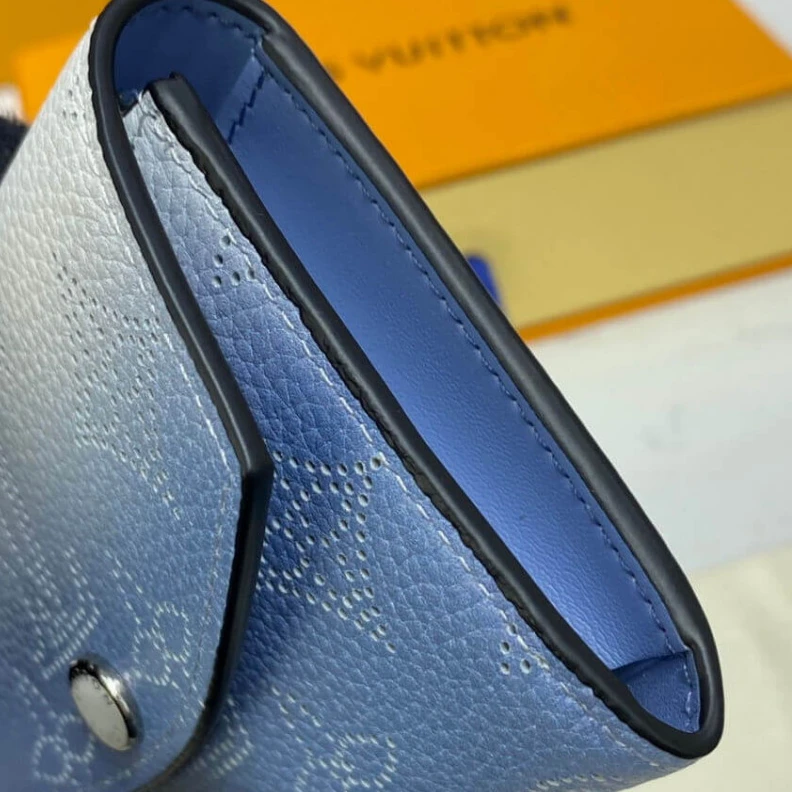 Replica bags lv Press stu Louis Vuitton Coin Purse in Blue Gradient Mahina Perforated Leather