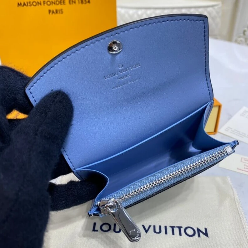 Replica bags lv Press stu Louis Vuitton Coin Purse in Blue Gradient Mahina Perforated Leather