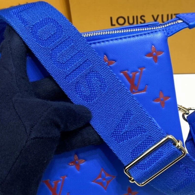 Lv belts replica Monogram Louis Vuitton Coussin PM Blue Red