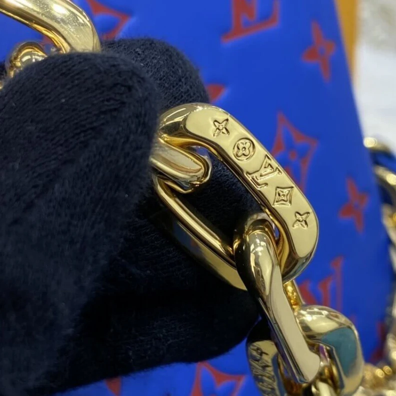 Lv belts replica Monogram Louis Vuitton Coussin PM Blue Red