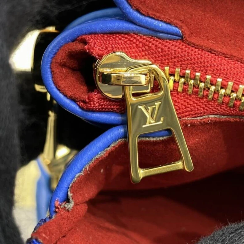 Lv belts replica Monogram Louis Vuitton Coussin PM Blue Red